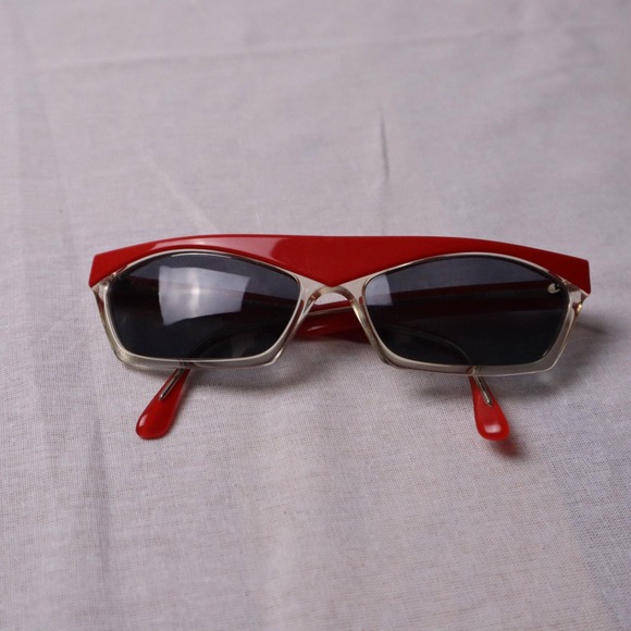 Alain Mikli Other - Vintage Alain Mikli Paris Red Clear Frame Sunglasses Geometric France Designer‎